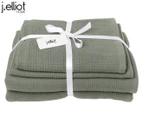 4pc J.Elliot Camila Waffle Weave Hand/Bath Towel/Mat Set Cotton Absorbent Chive