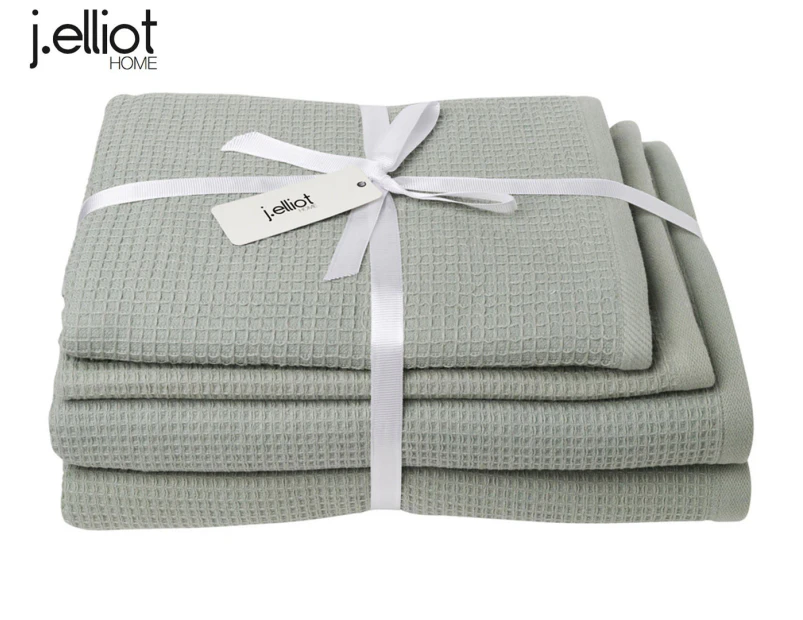 4pc J.Elliot Camila Waffle Hand/Bath Towel/Mat Set Cotton Absorbent Pistachio