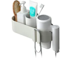 Hair Dryer Holder Home Decor Wall Mounted Bathroom Counter Organizer Hair Care & Styling Tool Storage - Grey