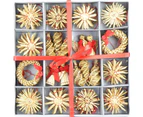 56-piece straw star set - Christmas tree decorations - Straw pendants for the Christmas tree - natural Christmas tree hangings