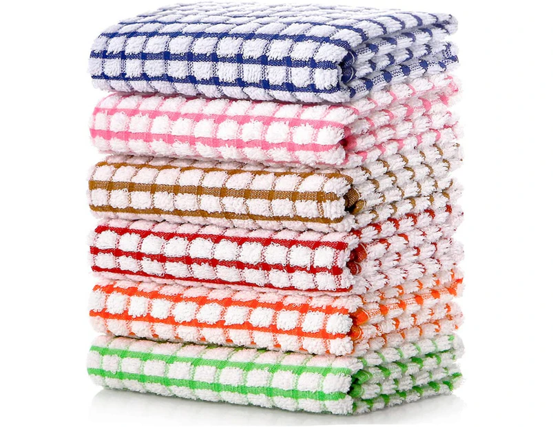 Kitchen Dish Towels, 16 Inch X 25 Inch Bulk Cotton Kitchen Towels and Dishcloths Set, 6 Pack Dish Cloths for Washing Dishes Dish Rags for-Pink