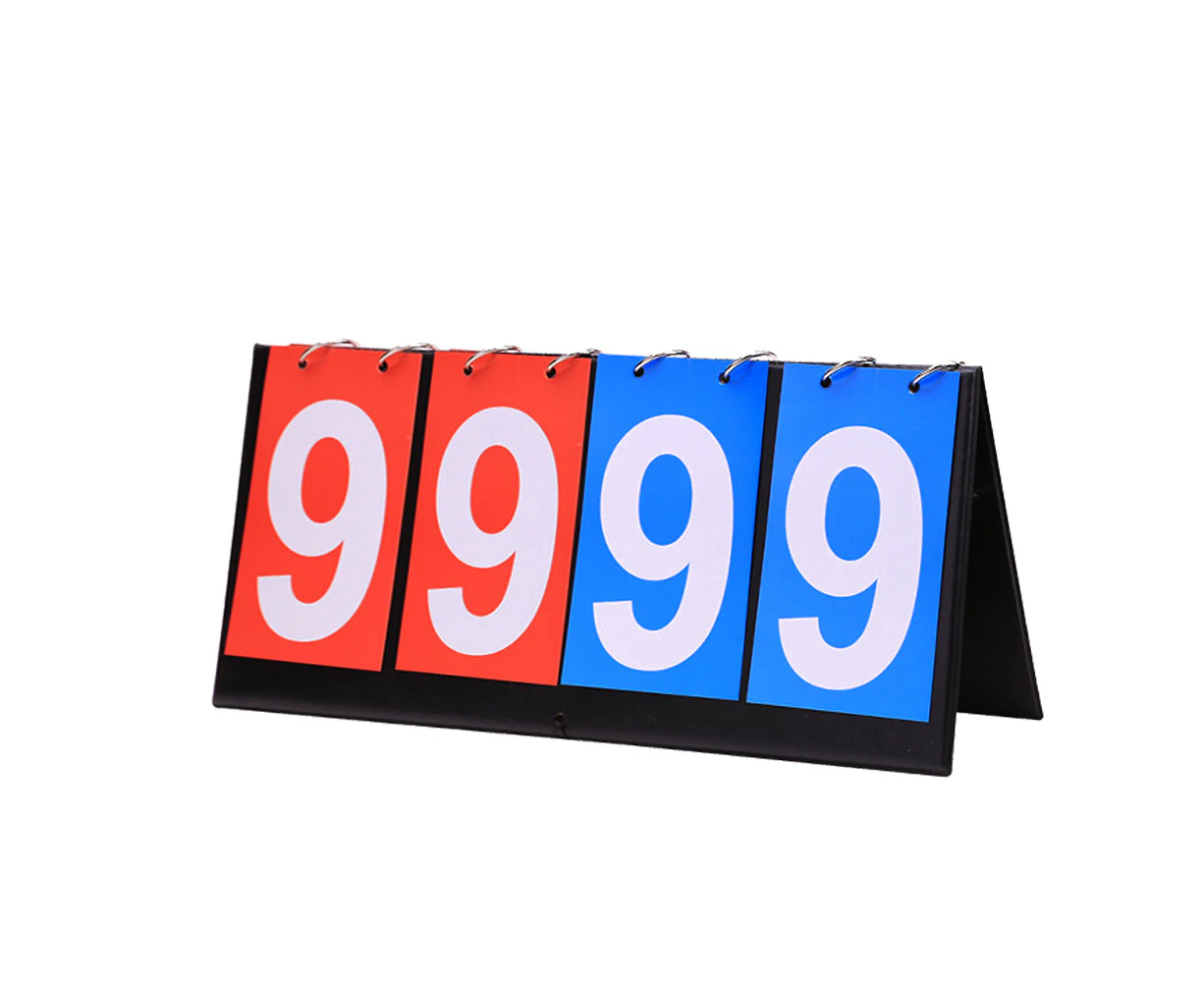 Tabletop Flip Scoreboard 2/4 Digit Portable Flip Sports Scoreboard Score Counter Scorekeeper for Table Tennis Basketball Football Baseball Vollyball - 4 Digit Blue Red