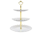 Round Plate 3 Tiered Serving Stand Tray Cake Stands Cupcake Holder for Party - White