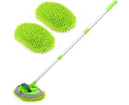 2 in 1 Chenille Microfiber Car Wash Mop Mitt with Aluminum Alloy Long Handle, Adjustable Car Wash Scratch Free Cleaning Tool Dust Brush