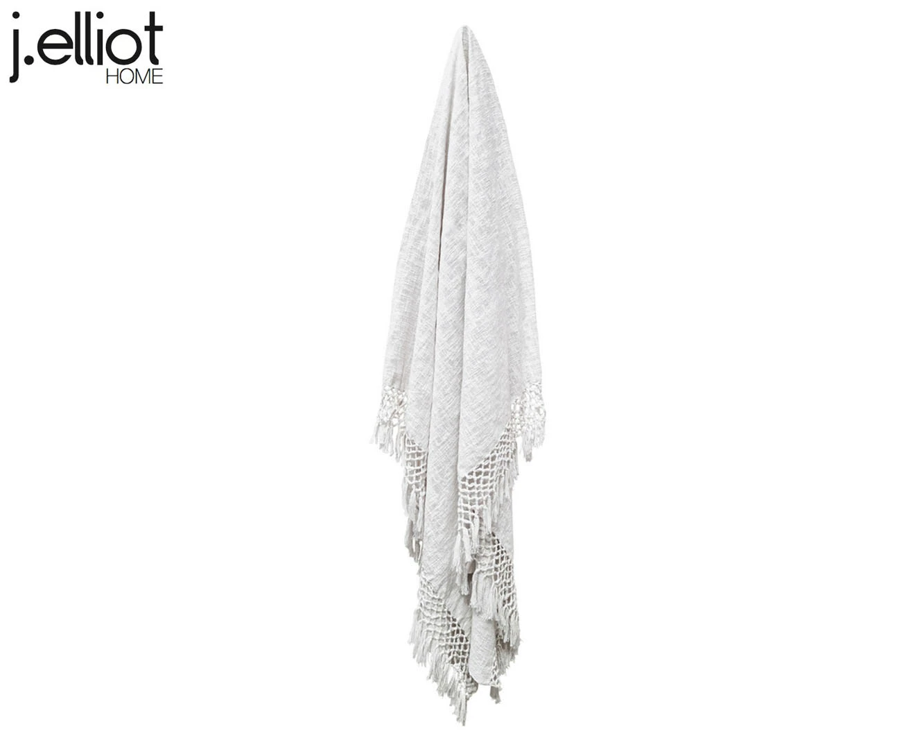 J.Elliot Dove 130x170cm Cotton Throw Blanket w/ Tassels Sofa Home Decor Ivory