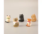 5Pcs Miniature Lucky Cat Beckoning Shape Decoration PVC Fengshui Cat Figurine Model for Garden Decor-5pcs