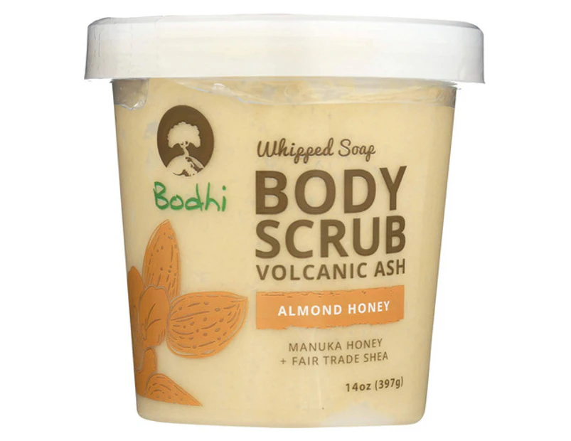 Bodhi Whipped Soap Body Scrub Volcano Ash Almond Honey, 14 OZ