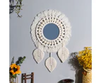 aerkesd Wall Mirror Hanging Vintage Acrylic Macrame Fringe Hand Knitting Mirror for Living Room-Style 1