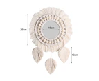 aerkesd Wall Mirror Hanging Vintage Acrylic Macrame Fringe Hand Knitting Mirror for Living Room-Style 1