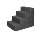 Pawz Pet Ramp Memory Foam Dog 4 Steps Portable Ladder Dark Grey For Bed Large