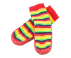Moccasin Socks Leather & Cotton Rainbow