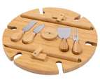 Vibes Hunter 6-Person Round Picnic Wine Table with Cheese Knife Set