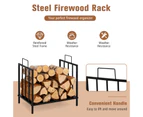Costway 46x31x46cm Firewood Storage Rack Steel Fire Wood Organiser Stand Fireplace Tool Log Holder w/Handle
