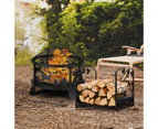 Costway 50x34x42cm Firewood Storage Rack Steel Fire Wood Organiser Stand Fireplace Tool Log Holder w/Handle