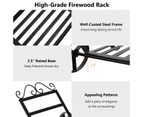 Costway Firewood Storage Rack Rustproof Steel Fire Wood Shelter Fireplace Log Holder Indoor & Outdoor w/Wheels