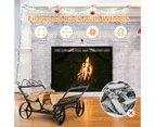 Costway Firewood Storage Rack Rustproof Steel Fire Wood Shelter Fireplace Log Holder Indoor & Outdoor w/Wheels