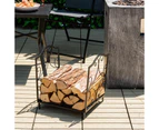Costway 44 x 32 x 39.5 cm Firewood Rack Decorative Steel Firewood Storage Log Holder Indoor Outdoor