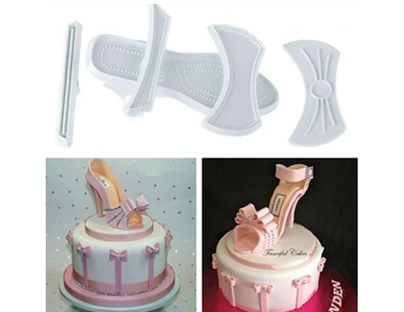 9x Plastic Lady Cutter High-Heeled Shoes Sandals Cake Decorating Baking Mould