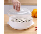 Microwave Oven Steamer Round Plastic Bowl Dish Bun Dumpling Heater with Lid-Double Layer