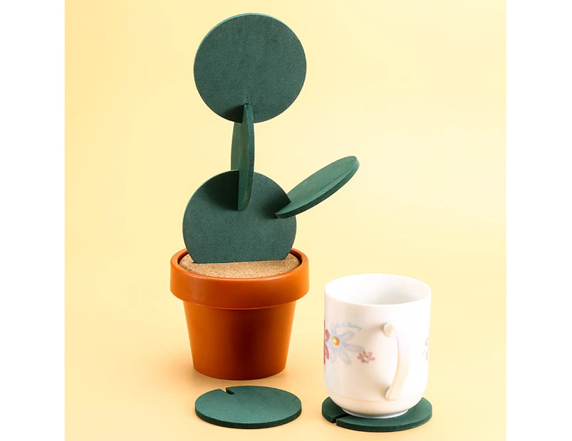 1 Set Cactus Coaster Household Heat Insulation EVA Non-slip DIY Cup Pad for Home