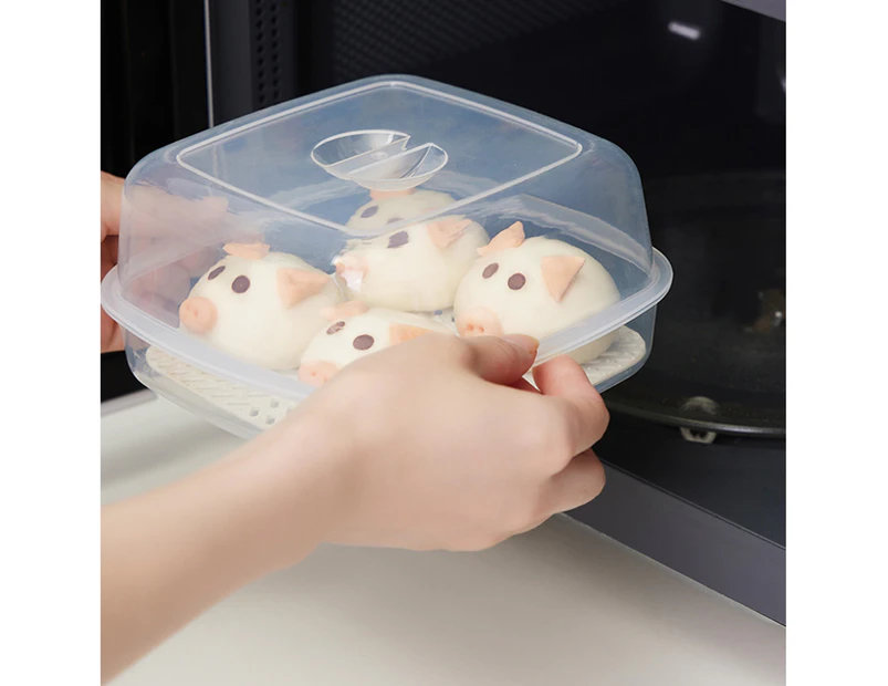 Non-stick PP Buns Steamer with Lid Hexagon Steaming Hole Microwave Steamer Kitchen Tool
