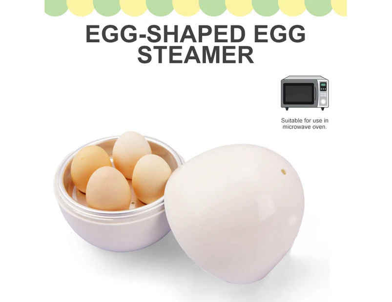 Egg Steamer Practical 4 Eggs Capacity Egg-shaped Simple White Microwave Egg Boiler for Breakfast