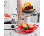 Silicone Steamer Bracket Creative with Soft Carrying Handle High Toughness Tear Resistant Fruit Dish Pot Steamer for Vegetable-Red