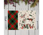 4Pcs/Set Christmas Style Place Mat Wide Application Flax Adorable Santa Claus Pattern Dinner Mat for Home-4