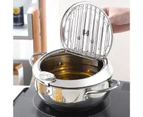 1 Set Convenient Deep Fryer Evenly Heated Stainless Steel Thermometer Design Oil Frying Pan for Kitchen