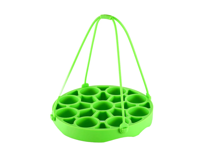 Compatible Egg Steamer Rack with Handle Silicone Sturdy Construction 9 Holes Egg Steamer Kitchen Supplies-Green