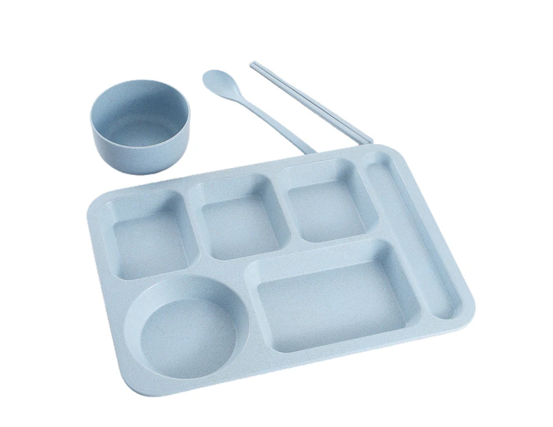 1 Set Individual Grid Stackable Food Plate Plastic Practical Food-grade Food Tray for Home-Blue