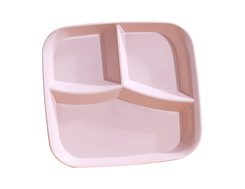 Shockproof Divided Plate Anti-aging PP 3-grids Heat Insulation Divided Lunch Plate for Dining-Pink
