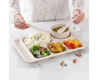 1 Set Individual Grid Stackable Food Plate Plastic Practical Food-grade Food Tray for Home-Beige