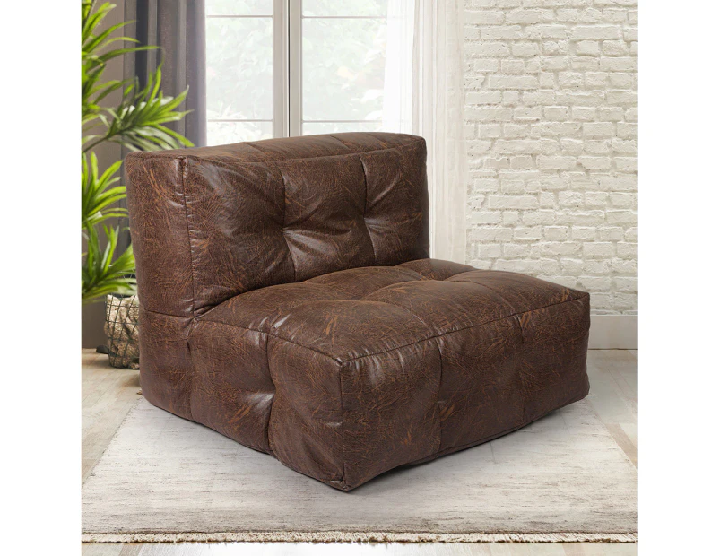 Marlow Bean Bag Cover Chair Modular Couch Indoor Gaming Seat Lazy Lounge Sofa - Brown