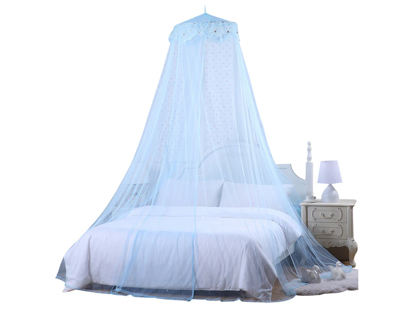 Lovely Floral Dome Princess Bed Curtain Canopy Kids Room Mosquito Fly Insect Net-Light Blue