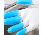 1 Pair Cleaning Gloves Non-Slip Waterproof PVC White Long Sleeve Dishwashing Gloves Kitchen Supplies -Blue
