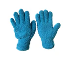1 Pair Cleaning Gloves Ultra Soft Efficient Dust Removal Car Care Microfiber Coral Fleece Car Wash Gloves for Bathroom-Blue