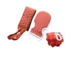 1 Set Bath Towel Multi-use Strong Friction Fiber Scrub Wash Massage Body Exfoliator Towel for Home-Brick Red