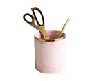 Pen Holder for Desk,Makeup Brush Holder, Stand for Desk Marble Pattern Pencil Cup for Kids Durable Ceramic Desk Organizer Ideal Gift for Home, Office - Pink