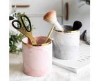 Pen Holder for Desk,Makeup Brush Holder, Stand for Desk Marble Pattern Pencil Cup for Kids Durable Ceramic Desk Organizer Ideal Gift for Home, Office - Pink