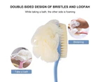 Shower with Bristles and Loofah Body Scrubber with Long Handle Sponge Brush
