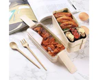 Bento Box Bento Lunch Box, 3-In-1 Compartment Stackable Bento Box, Wheat Straw Lunch Container with Utensils, BPA Free, Microwave Safe - Skin color