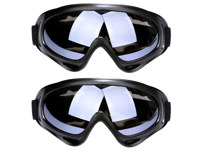 2Pcs Winter Outdoor Ski Snowboard Motorcycle Windproof Glasses Goggles Eyewear Black  Gray