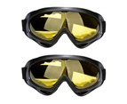 2Pcs Winter Outdoor Ski Snowboard Motorcycle Windproof Glasses Goggles Eyewear Yellow