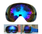 1Pc HX06 Ski Goggles Lenses Double-layer Comfortable to Wear Snow Blindness Proof UV Protection Snowboard Goggles Lenses Replacement for Snow Ski Blue