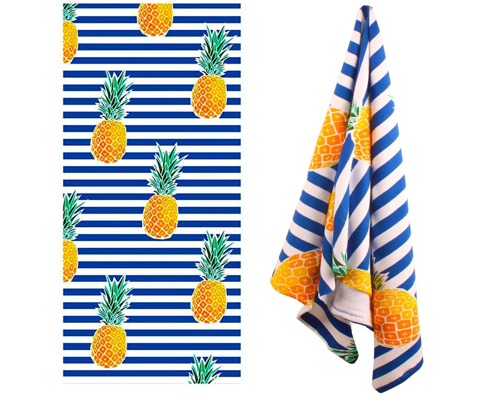 Oversized Beach Towel - Thick Microfiber Large Absorbent Pool and Swim Bath Towel Softness Sand Free Blanket for Kids Girls Women 28 X 59Inch - Pineapple