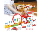 1 Set Assembled Car Playset 360 Rotation DIY Scenes Educational Toy Gliding Rail Car Toy Playset Parking Lot Toys Children Gift  A