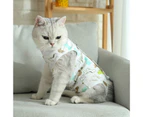 Cat Weaning Suit Cartoon Pattern Anti-licking Skin-friendly Pet Cats Surgical Recovery Suit Pet Supplies-M 2#