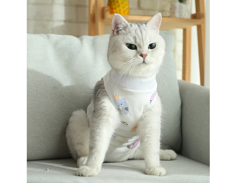 Cat Weaning Suit Cartoon Pattern Anti-licking Skin-friendly Pet Cats Surgical Recovery Suit Pet Supplies-S 3#