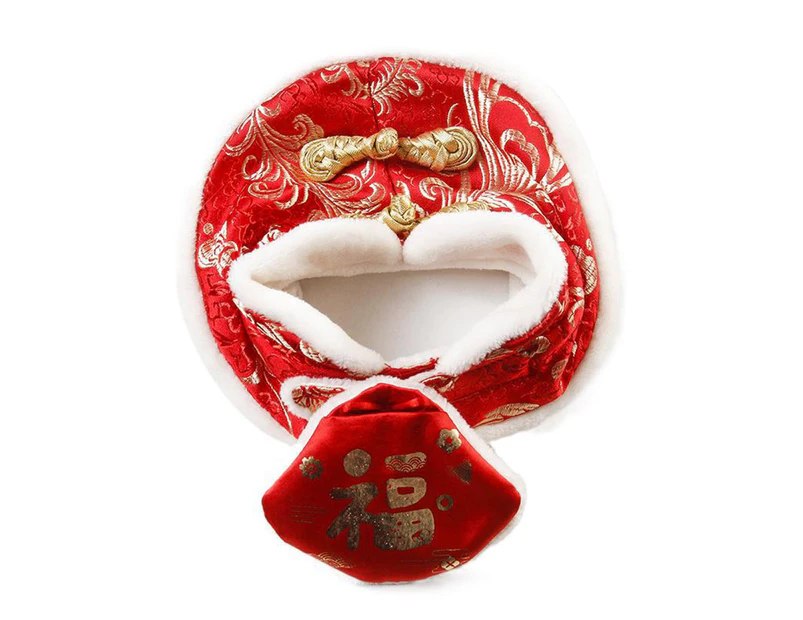 Cat Shawl Chinese Style Keep Warmth Soft Texture Pet Round Drool Bibs Pet Accessories 2#